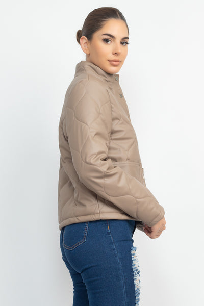 Mock Neck Quilted Jacket